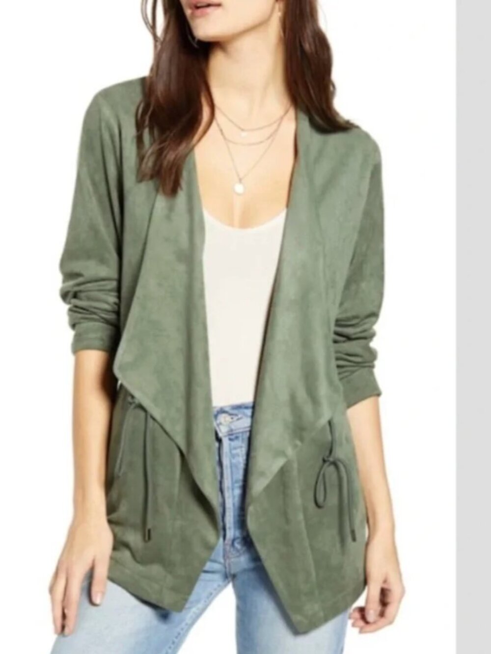 Blank NYC Domino Faux Suede Draped Jacket Size Small